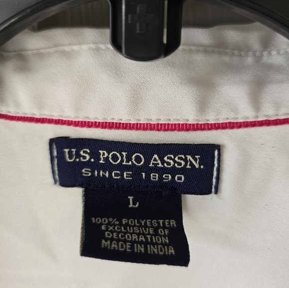 U.S. Polo Assn Shirt Women Sz L White Pink Pullover Long Sleeve Colorblock - Picture 5 of 9
